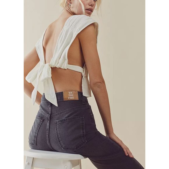 🎉LAST CHANCE🎉 FREE PEOPLE Pacifica Straight Leg Jeans / Worn Black - Picture 8 of 11